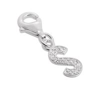 TheCharmWorks Small Sterling Silver & CZ Crystal Initial Letter S Clip-on Charm