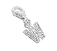 TheCharmWorks Small Sterling Silver & CZ Crystal Initial Letter W Clip-on Charm