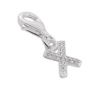 TheCharmWorks Small Sterling Silver & CZ Crystal Initial Letter X Clip-on Charm