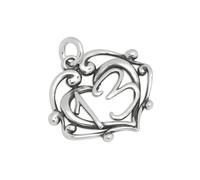 TheCharmWorks Sterling Silver Filigree Open Heart 13th Birthday Charm