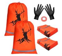TheClouds 12 Pack for Hunting,Hunting Game Bags with Reflective Strips,Reusable Waterproof Caribou Game Bag 20" x 30" -Big Game Bag for Elk Caribou Deer Moose(Orange Color)