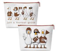 TheClover 2-Pack Silly Goose Football Pouch - Canvas Zipper Bags for Travel,Everyday Storage and Makeup, Funny Sports Present for Fans and Friends