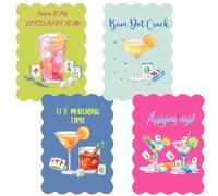 TheClover 4 Pcs Cocktail Themed Mahjong Tile Shuffler with Mahjong Rules Waterproof PVC, Fun Game Night Accessories 1