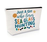 TheClover Beachcomber Cosmetic Bag - Funny “I'd Rather Be Collecting Seashells” Makeup Bag, Beach Lover Gift Pouch for Sea Glass Collectors, Travel Toiletry Organizer