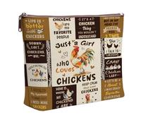 TheClover Chicken Lover Canvas Pouch - Large Zipper Makeup Bag for Travel & Everyday Storage, Farm Theme Gift for Christmas & Birthday