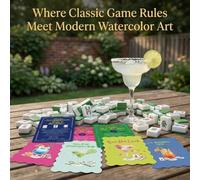 TheClover Mahjong Shuffler Cards Set - 8 PCS Wall & Cocktail Theme PVC Tiles with Double-Sided Rules Waterproof Mahjong Shuffler Cards Unique Mahjong Gifts for Mahjong Lovers Women Friends