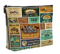 TheClover Motorcycle Rider Organizer Pouch - Vintage Style Canvas Bag, 9.5x6.3in Zipper Pouch for Tools, Toiletries & Accessories, Travel Gift for Men