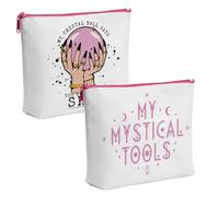 TheClover Mystical Cosmetic Bags Set - Crystal Ball & Magical Tools Design, 2-Pack Gothic Makeup Pouch, Witchy Organizer Gift for Women