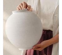 TheCozyBay White Ceramic Vase for Flowers, 25 cm Rustic Large Flower Vase - Boho Living Room Decor & Bedroom Decor, Neutral Farmhouse Home Accessories, Shelf & Table Decorations