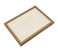 TheDisplayGuys - Wooden Oak Jewelry Organizer Display Tray - Faux Suede Insert - 90 Ring Holder Slots - Natural/Beige