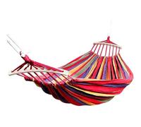 TheDogTagCo Canvas Camping Hammock with Wooden Spreader Bars & Carry Bag - Heavy Duty Garden Hammock for Outdoor, Backyard, Travel & Beach Use (Single)