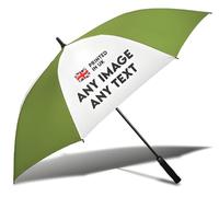 TheDogTagCo PERSONALISED Green Umbrella with Photo or Logo - Custom Lightweight All-Weather Rain Gear, Durable UK Made, Automatic One-Button Opening, Unique Gift Idea