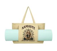 TheDogTagCo Personalised Yoga Mat Bag - Custom Cotton-Linen Tote Bag for Yoga & Gym - Durable Eco-Friendly Bag with Single-Side Custom Print - Off-White Cream, 50×35×15cm