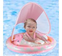 Thedttoy Baby Swimming Float for 6-36 Months, Inflatable Baby Pool Float with Dual Airbags & UPF50+ Sun Canopy, Adjustable Safety Seat Baby Swimming Ring for 6 9 12 18 24 36 Months Toddlers Gilrs