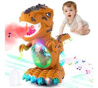 Thedttoy Baby Toys Dinosaur Light Up Toys,Sensory Walking Toys for Toddler,Musical Dinosaur Toy Christmas Birthday Gifts Present for Girls Boys(With Spray)