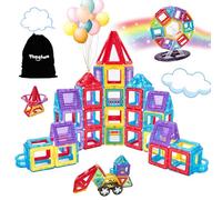 Theefun 100PCS Magnetic Building Blocks, STEM Magnetic Tiles for 3 4 5 6 7 8 Year Old Boys Girls Toddlers Kids Magnet Building Blocks Learning Educational Toy Gifts for Kids