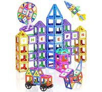 Theefun 136PCS Magnetic Tiles for Kids, 3D Magnet Building Blocks STEM Montessori Educational Toys with Assorted Shapes & Colours, Magnetic Toys for 3-8 Year Old Boys Girls Christmas Birthday Gift