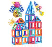 Theefun 60PCS Magnetic Tiles for Kids, 3D Magnet Building Blocks STEM Montessori Educational Toys with Assorted Shapes & Colours, Magnetic Toys for 3-8 Year Old Boys Girls Christmas Birthday Gift