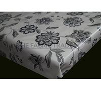 TheFabricTrade MODERN GREY FLORAL BRANCHES PVC Tablecloth Rectangular Table Protector Kitchen 200 x 140cm