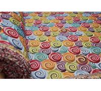 TheFabricTrade NEW WORLD TAPESTRY DESIGNER CURTAIN FABRIC UPHOLSTERY BLIND SOFA CUSHION THROW COTTON RICH MATERIAL (Big Sugar Swirls)