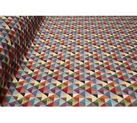 TheFabricTrade NEW WORLD TAPESTRY DESIGNER CURTAIN FABRIC UPHOLSTERY BLIND SOFA CUSHION THROW COTTON RICH MATERIAL (Little Holland Triangles)