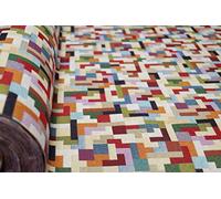 TheFabricTrade NEW WORLD TAPESTRY DESIGNER CURTAIN FABRIC UPHOLSTERY BLIND SOFA CUSHION THROW COTTON RICH MATERIAL (Tetris)