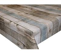 TheFabricTrade Rustic Gouda Wooden Floorboards Rectangular Table Cloth Wipe Clean PVC Tablecloth Oilcloth Vinyl Table Cover (240 x 140cm / 94" x 54")