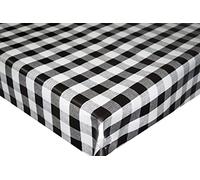 TheFabricTrade Wipe Clean PVC Tablecloth Vinyl Oilcloth Kitchen Table Cover Protector - Black Gingham Checked (200 x 140cm)