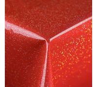TheFabricTrade Wipe Clean PVC Tablecloth Vinyl Oilcloth Kitchen Table Cover Protector - Bright Red Glitter Sparkly (135cm Round)