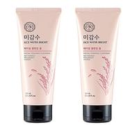 [THEFACESHOP] Foaming Facial Cleanser for Daily Face Washing, Rice Water Bright Cleansing Foam Moisturizer & Brightening Care for All Skin Types 150 mL (2 Pack)