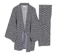 thefancypumpkin Jinbei Men's Japanese Yukata Kimono, Black276m, M