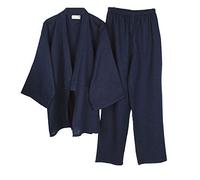 thefancypumpkin Jinbei Men's Japanese Yukata Kimono, Blue01, L