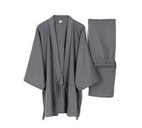 thefancypumpkin Jinbei Men's Japanese Yukata Kimono, Gray01, M