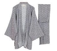 thefancypumpkin Jinbei Men's Japanese Yukata Kimono, Gray277, L