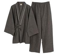 thefancypumpkin Jinbei Men's Japanese Yukata Kimono, Gray897, L