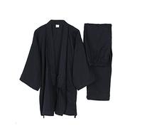 thefancypumpkin Jinbei Men's Japanese Yukata Kimono, Navy02., L