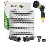 TheFitLife 30m Stainless Steel Garden Hose Pipe, Non-Kink Metal Water Hose