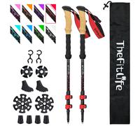 TheFitLife Carbon Fibre Trekking Poles - Collapsible and Telescopic Walking Poles, 2-Pack, Ultra Light, Extendable, Best Walking Sticks for Traveling