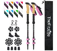 TheFitLife Carbon Fibre Trekking Poles - Collapsible and Telescopic Walking Poles, 2-Pack, Ultra Light, Extendable, Best Walking Sticks for Traveling
