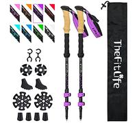 TheFitLife Carbon Fibre Trekking Poles Ultralight Walking Sticks for Hiking | Lightweight Telescopic Poles with Cork Handle, Secure Locks, Snow Baskets for Men, Women, Camping, Backpacking, Snowshoeing