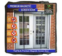 TheFitLife Double Door Magnetic Fly Screen - Mesh Curtain with Full Frame Hook & Loop Powerful Magnets, Snap Shut Automatically
