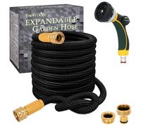 TheFitLife Expandable Garden Hose Pipe - Triple Core Latex and Solid Metal Fittings 8 Pattern Spray Nozzle EU Standard Expanding Kink Free Easy