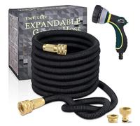 TheFitLife Expandable Garden Hose Pipe - Triple Core Latex and Solid Metal Fittings 8 Pattern Spray Nozzle EU Standard Expanding Kink Free Easy