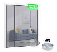 TheFitLife Fiberglass Double Screen Door - Heavy Duty Magnetic Mesh Curtain with Full Frame Hook and Loop Powerful Magnets that Snap Shut Automatically