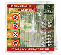 TheFitLife Magnetic Fly Screen Door, Heavy Duty Mesh Curtain, Hands Free | 100x210cm - Fits Doors up to 91x208cm Max, White, with Full Frame Hook & Loop Powerful Magnets, Pet & Kid Friendly