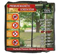 TheFitLife Magnetic Fly Screen Door, Heavy Duty Mesh Curtain, Hands Free | 122x210cm - Fits Doors up to 116x208cm Max, Black, with Full Frame Hook & Loop Powerful Magnets, Pet & Kid Friendly