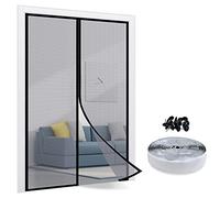 TheFitLife Magnetic Fly Screens for Doors - 100% Fibreglass Fly Mesh Net with Hook and Loop Powerful Magnets That Snap Shut Automatically (101x210cm - Fits Doors up to 96x208cm)