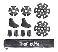 TheFitLife Rubber Tip Protector & Snow And Mud Baskets For Trekking Poles - Durable Rubber Accessories & Replacements - Full Set of Tips (Black)