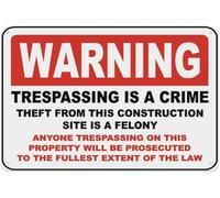 Theft From This Site Is A Crime Warning Metal Sign Tin Signs Aluminum Sign for Outdoors Use Yard Farm Fence Home Wall Decor 12x16 inch