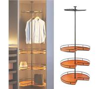 THEGA 4-Tier Heavy Duty Round Closet Rod, 360° Rotating Cloakroom Corner Storage Organizer, 60kg Load Capacity For Bedroom Living Rooms, Wardrobe-Specific Hanging Rack(D,1650-1850mm)